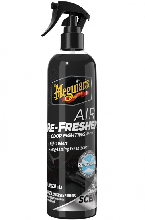 Meguiar's Aer Re-Fresher Odor Fighting Spray Black Chrome Scent Refresh &amp; Instantly Fight Odors Spray Odorizant Inlaturare Mirosuri Aroma Black Chrome 237ML G250708