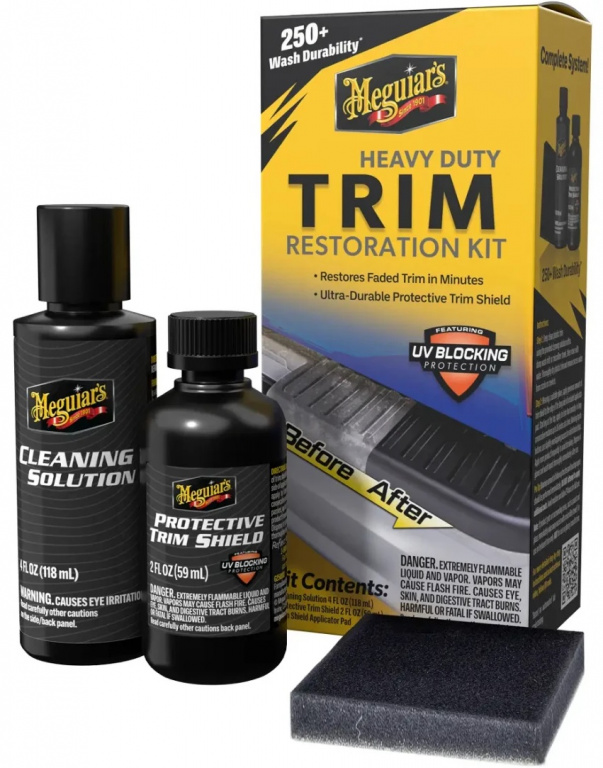 Meguiar's Heavy Duty Trim Restoration Kit Ultra-Durable Protection with UV Blocking Protection Kit Restaurare Trimuri Plastice Exterior Auto G250100