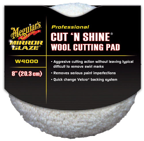 Meguiar's Mirror Glaze Cut N' Shine Wool Buffing Pad 8&quot; Burete Pad Lana Abraziva Polish 200mm W...