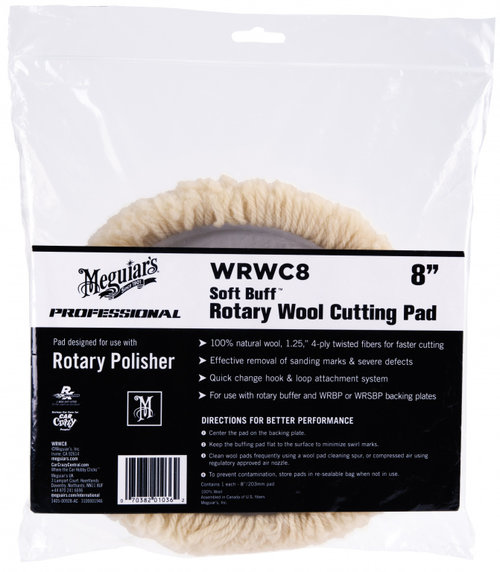 Meguiar's Professional Soft Buff Rotary Wool Cutting Pad 8&quot; Blana Polish Abraziv WRWC8