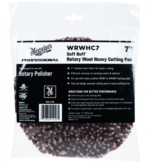 Meguiar's Soft Buff Rotary Heavy Cutting Wool Pad 7&quot; Blana Polish Abraziv WRWHC7
