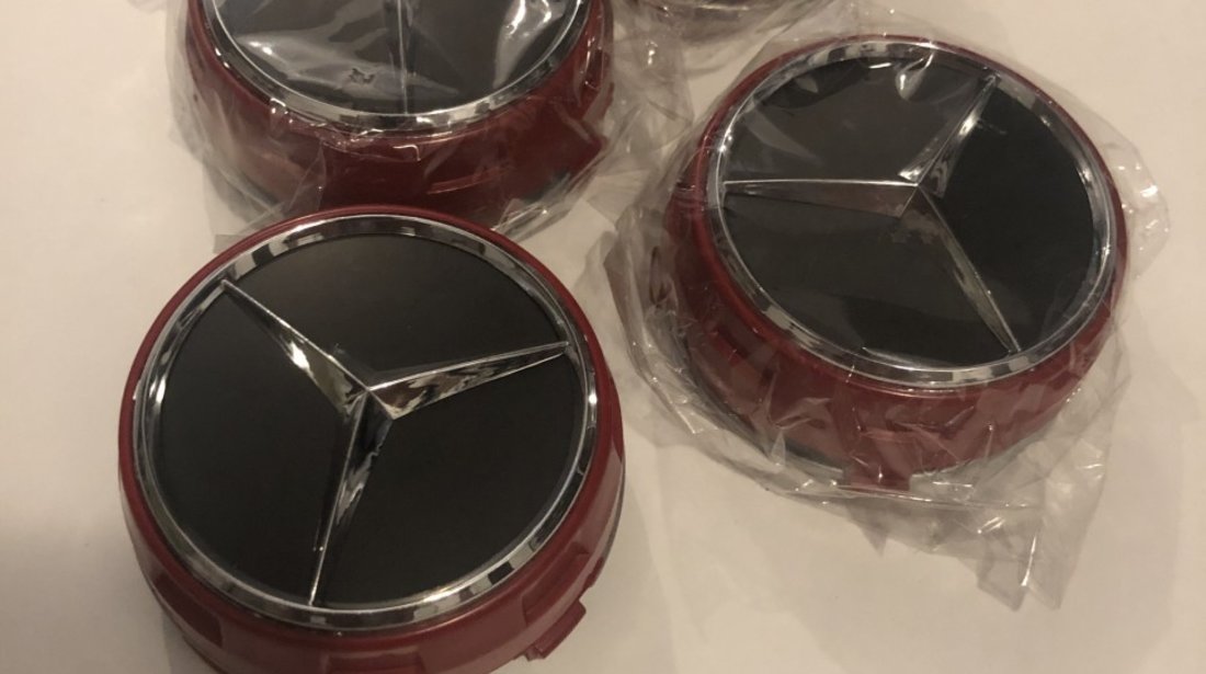 Mercedes AMG wheel centre caps red 75mm