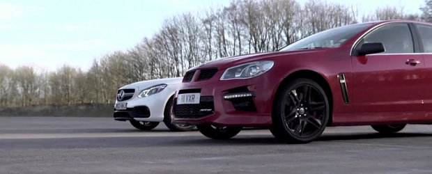 Mercedes E63 AMG vs Vauxhall VXR8 GTS: Cursa de acceleratie pe 1000 metri