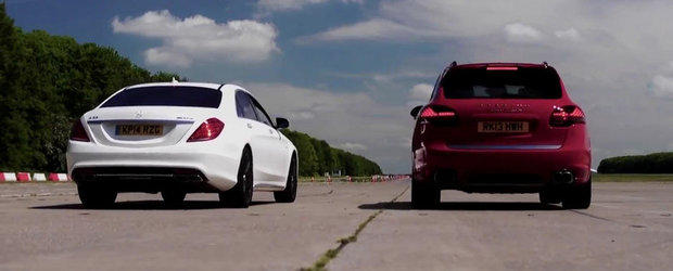 Mercedes S63 AMG. Porsche Cayenne Turbo S. DRAG RACE!