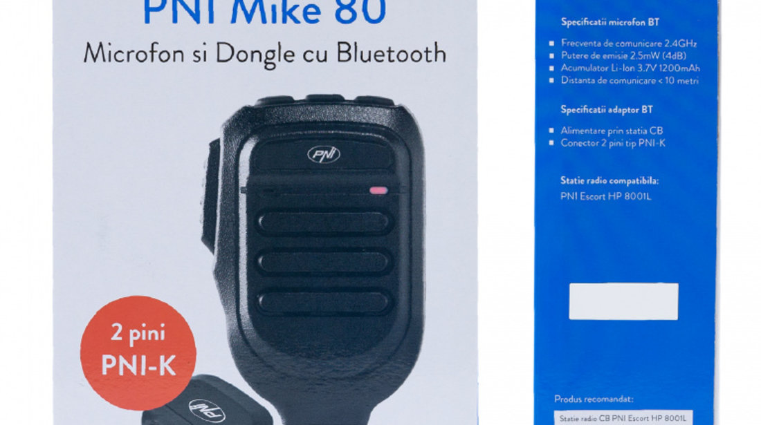 Microfon si Dongle cu Bluetooth PNI Mike 80, dual channel, compatibil cu PNI HP 8001L PNI-MIKE80