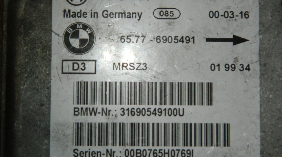 Modul airbag BMW Seria 5 E34 cod: 65776905491 model 1990