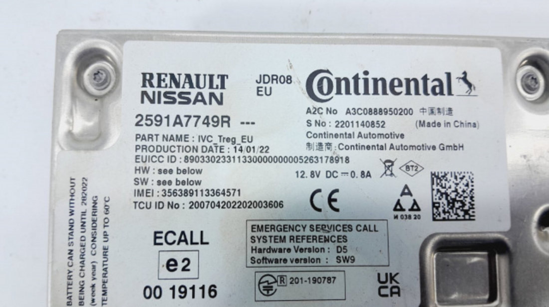 Modul amplificator sunet 2591a7749r Renault Trafic 3 [facelift] [2019 - 2023]