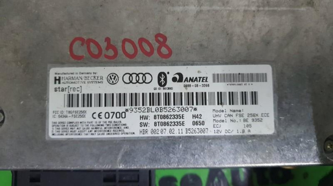 Modul bluetooth Audi A4 (2007->) [8K2, B8] 8t0862335e