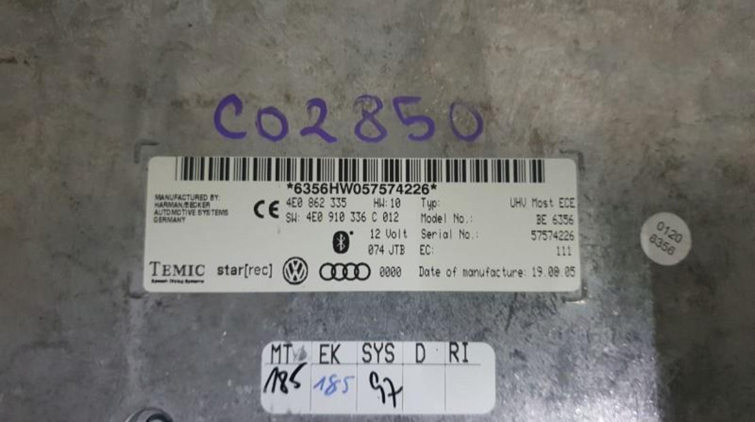 Modul bluetooth Audi A5 (2007->) [8T3] 4e0862335