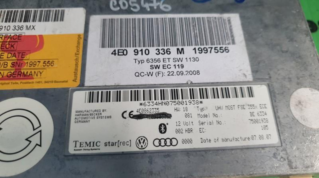 Modul bluetooth Audi A6 (2004-2011) [4F2, C6] 4e0862335