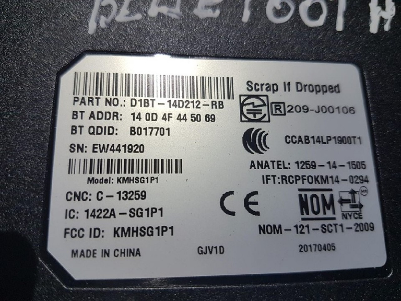 Modul bluetooth D1BT-14D212-RB ford fiesta mk7