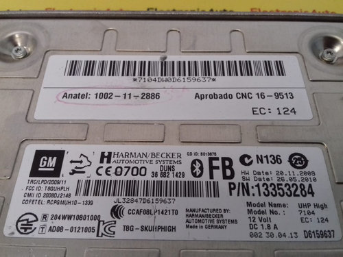 Modul BLUETOOTH HARMAN BECKER OPEL INSIGNIA 13353284 / 366821429 / 1002 11 2886 / 100211288613353284...