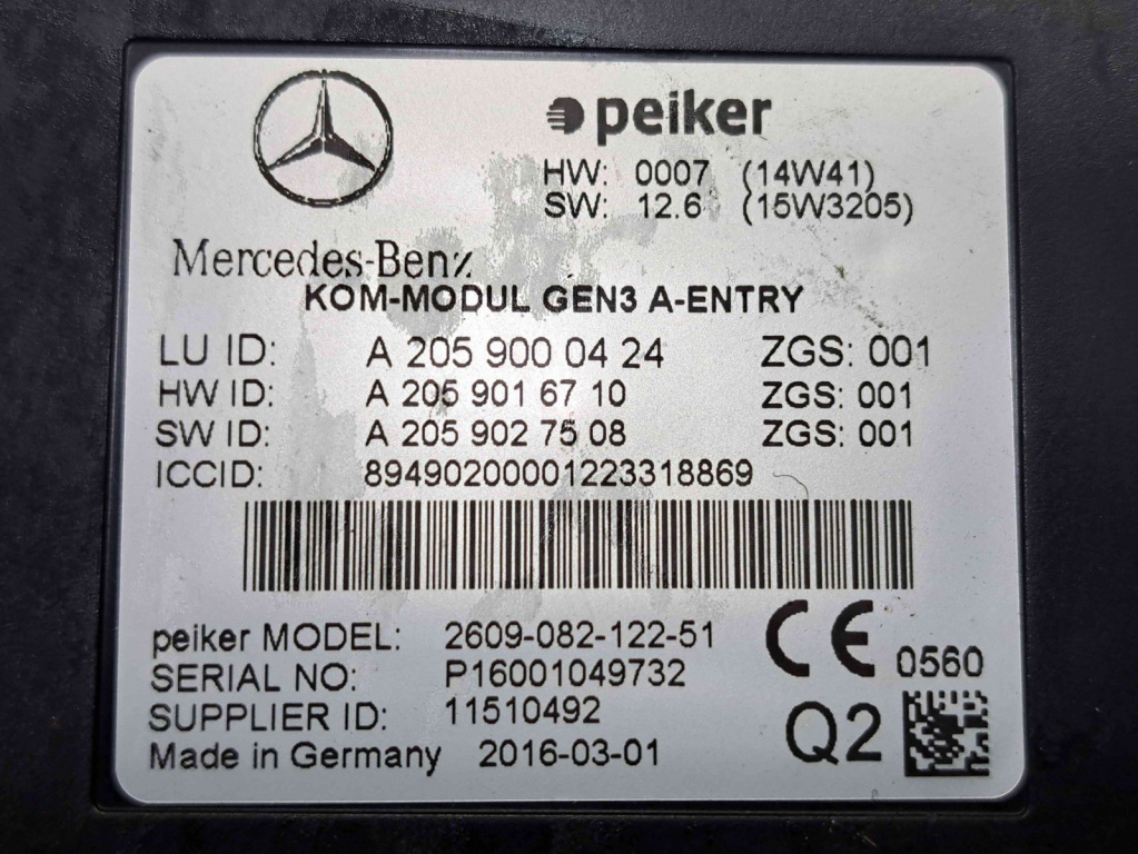 Modul bluetooth Mercedes Clasa E (W213) [Fabr 2016-prezent] A2059000424