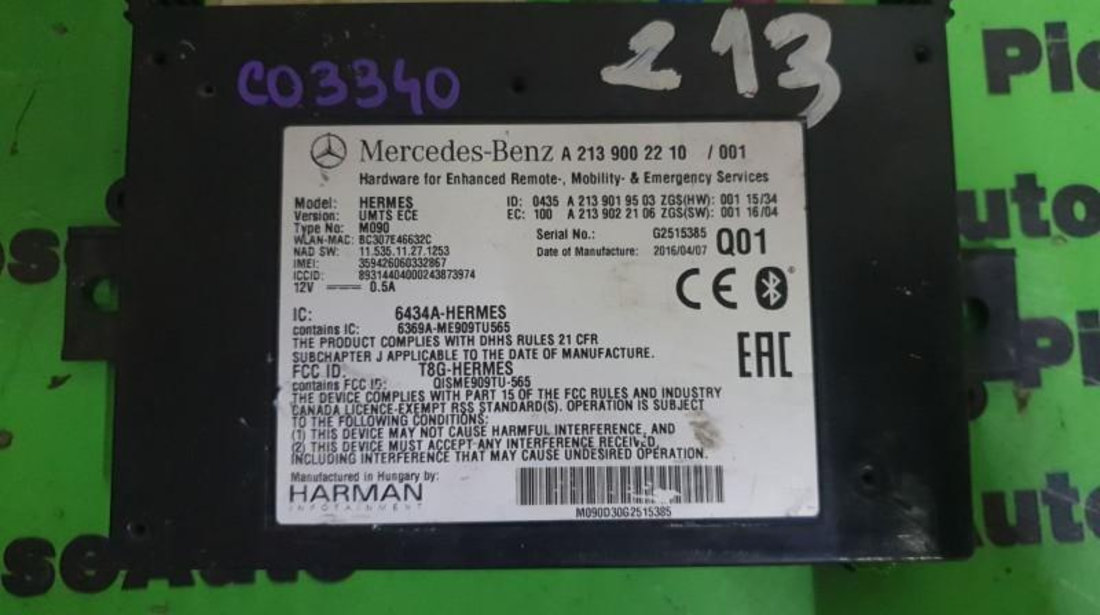 Modul bluetooth Mercedes ML (06.2011-> [w166] a2139002210