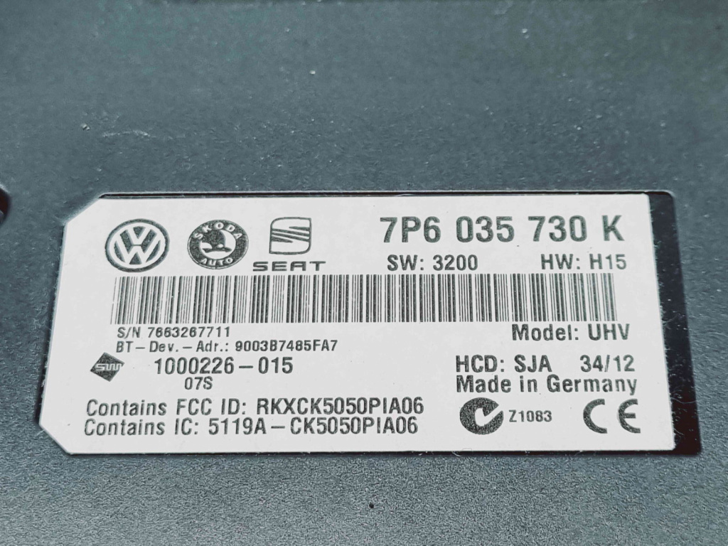 Modul bluetooth Seat Leon (1P1) [Fabr 2005-2011] 7P6035730K