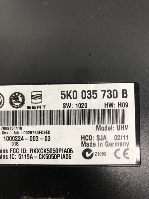 Modul bluetooth Volkswagen Golf 6 Variant 2.0 TDI DSG MSV, 140cp sedan 2011 (5K0035730B)