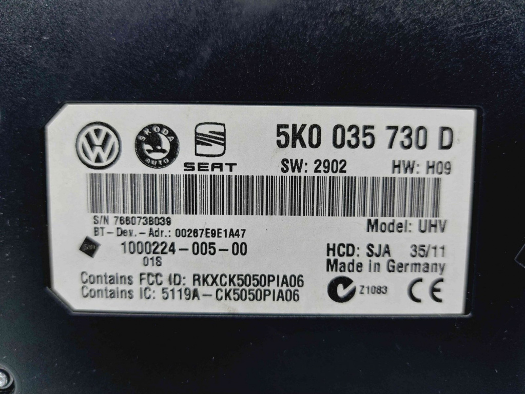 Modul bluetooth Volkswagen Passat B7 (362) [Fabr 2010-2014] 5K0035730D