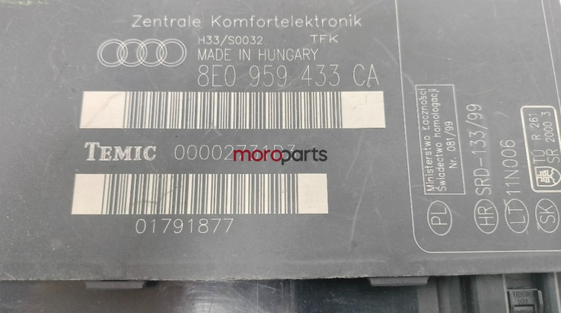 Modul confort AUDI A4 III (8EC, B7) [ 2004 - 2008 ] TDI 16V (BLB, BRE) 103KW|140HP VAG OEM 8E0959433CA