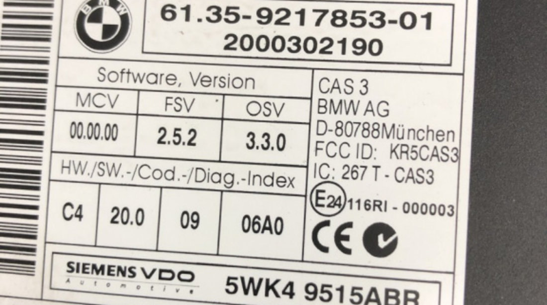 Modul confort BMW 320d E90 / E91 N47D20C Touring Manual, 177cp sedan 2011 (9217853)