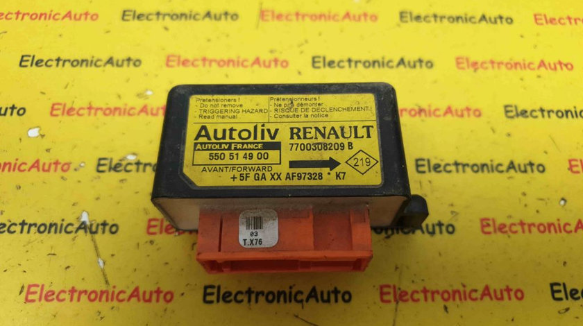 Modul Control Airbag Renault Kangoo, 550514900, 7700308209B