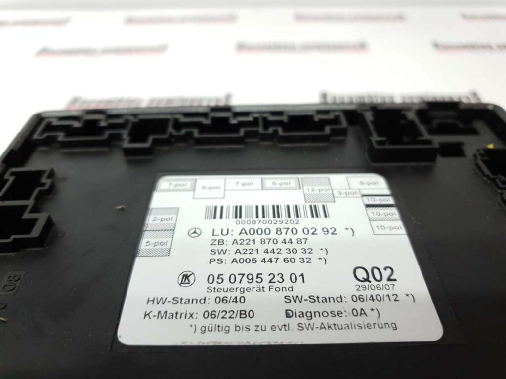 Modul CONTROL MERCEDES-BENZ Class S A0008700292 / A2218704487 / A2214423032 / A0054476032 / 0507952301A0008700292 / A2218704487 / A2214423032 / A0054476032 / 0507952301