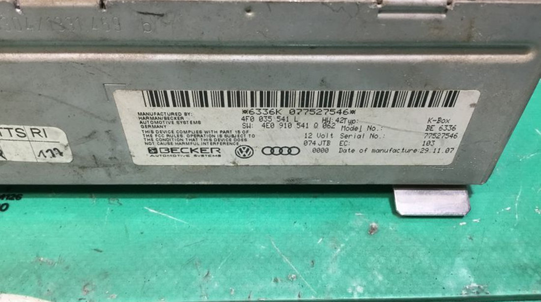 Modul Electronic 4f0035541l Radio Audi A5 2007