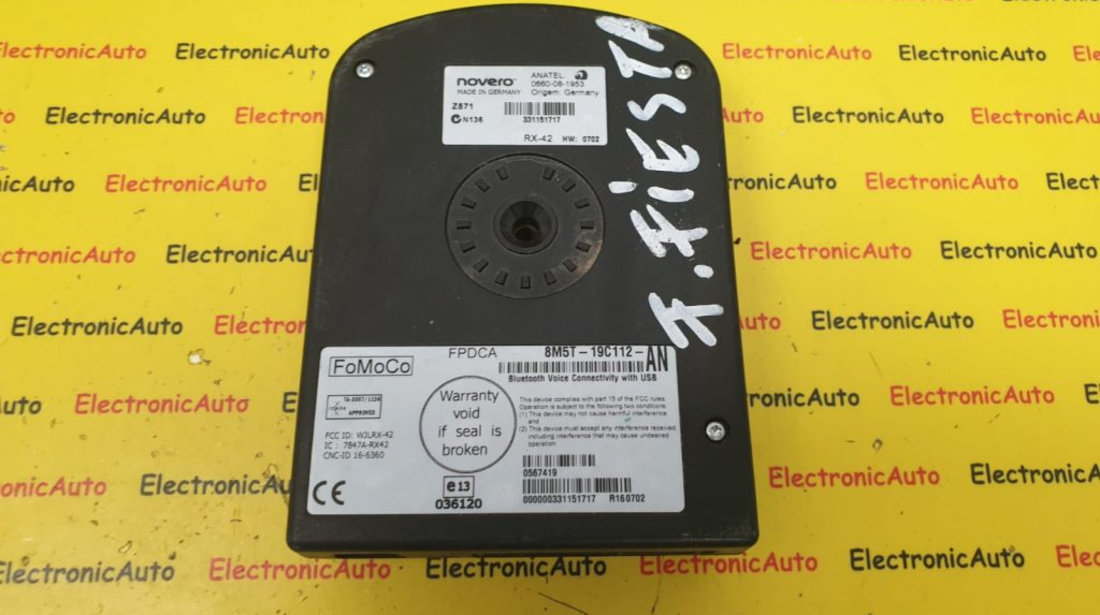 Modul Electronic Bluetooth Ford Focus III Fiesta VI, 8M5T19C112AT, FPDCA FoMoCo