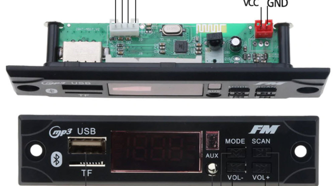 Modul mp3 cu slot pentru sd card usb radio fm bluetooth telecomanda auto 12V NOU
