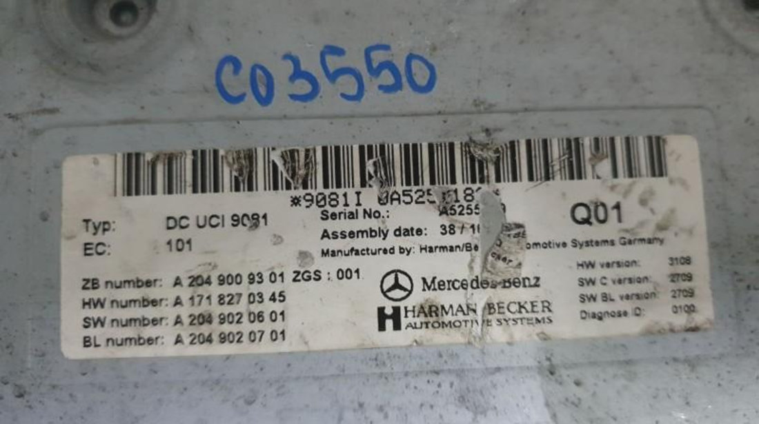 Modul multimedia Mercedes C-Class (2007->) [W204] a2049009301