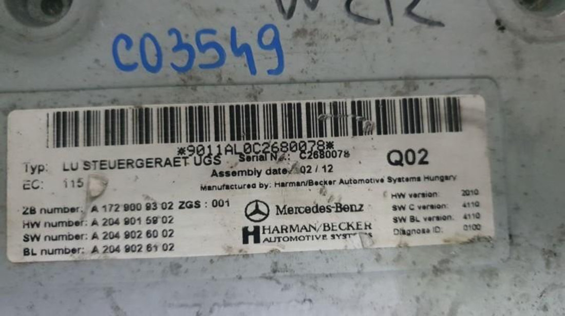 Modul multimedia Mercedes C-Class (2007->) [W204] a1729009302