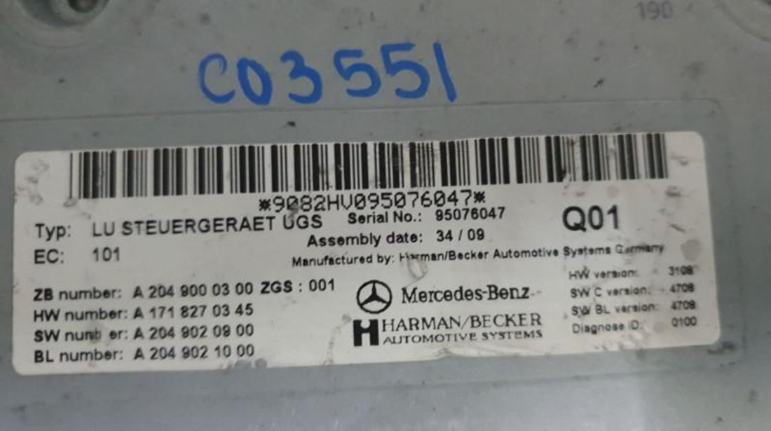 Modul multimedia Mercedes C-Class (2007->) [W204] a2049000300