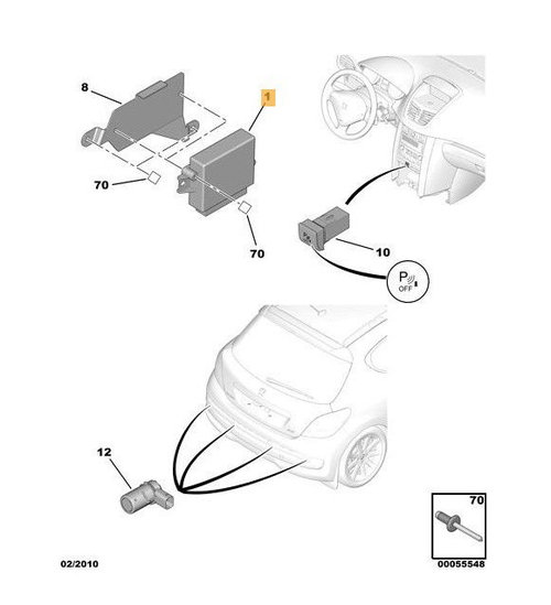 Modul senzori parcare PEUGEOT 207 SW [Fabr 2007-2013] 9661496880 1.6 HDI 9HZ 80KW / 109CP