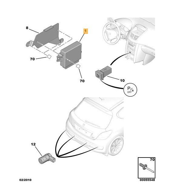 Modul senzori parcare PEUGEOT 207 (WA) [Fabr 2006-2012] 9661496880 1.6 HDI 9HZ 80KW / 109CP
