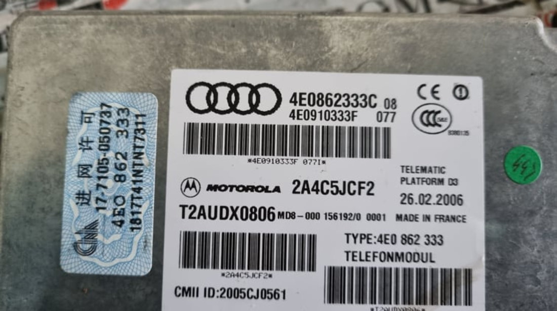 Modul telefon Audi A6 C6 4F cod piesa : 4E0862333C