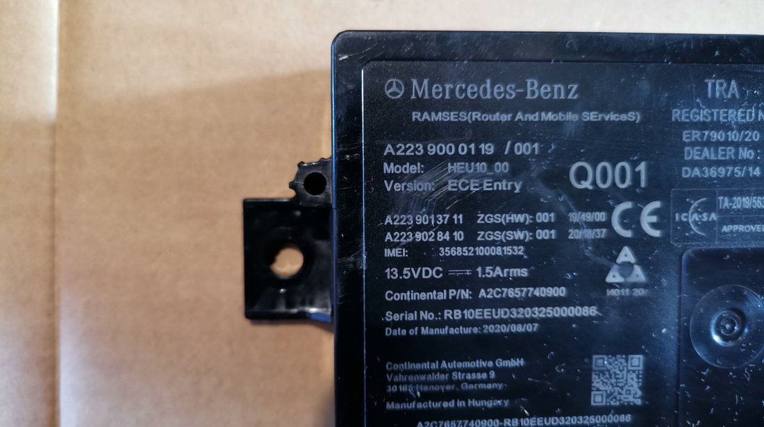 Modul telefon Mercedes S-Class W223 (2020-2023) cod A2239000119 / 001, A2239013711, A2239028410