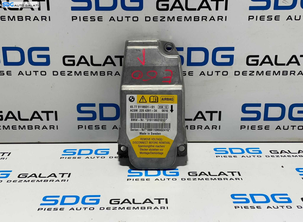 Modul Unitate Calculator Control Airbag BMW Seria 5 E60 E61 2003 - 2010 Cod 65.77 9118931 - 01 [L2480]