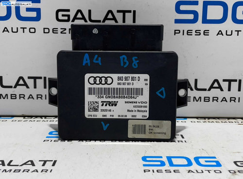Modul Unitate Calculator Frana de Mana Electrica Audi A5 8T 2008 - 2017 Cod 8K0907801D [L3297]