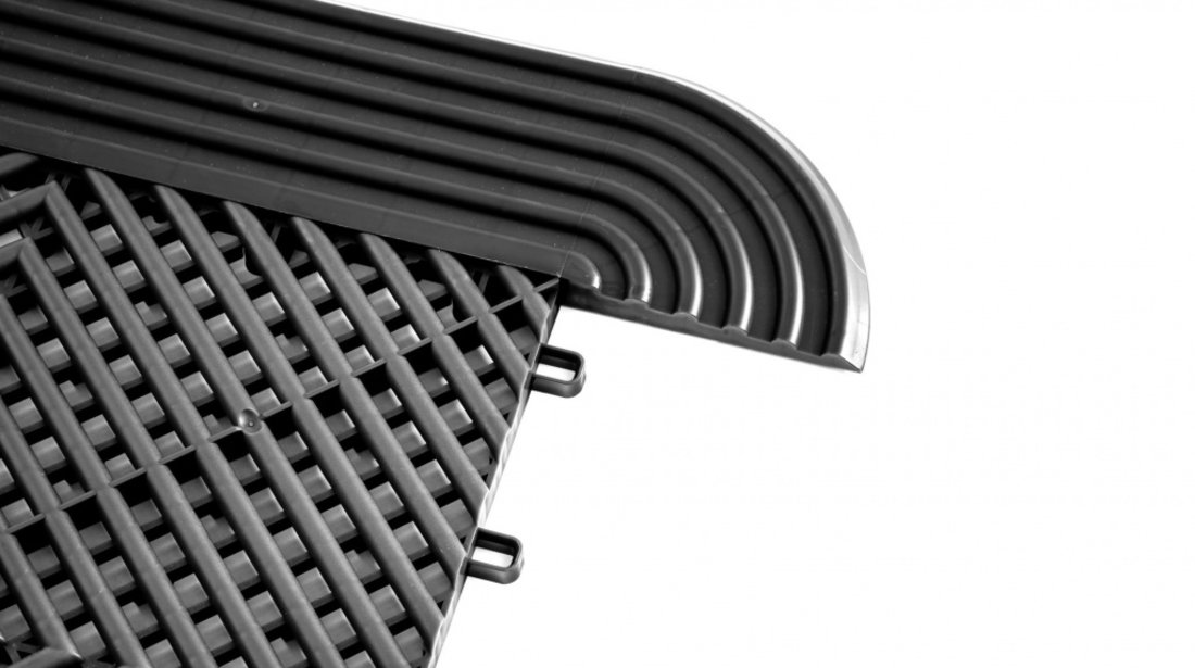 Modular "MAXTON Floor"- Corner Edge Tile (Female Loops) MXFL-CORNER-F-BLACK-1