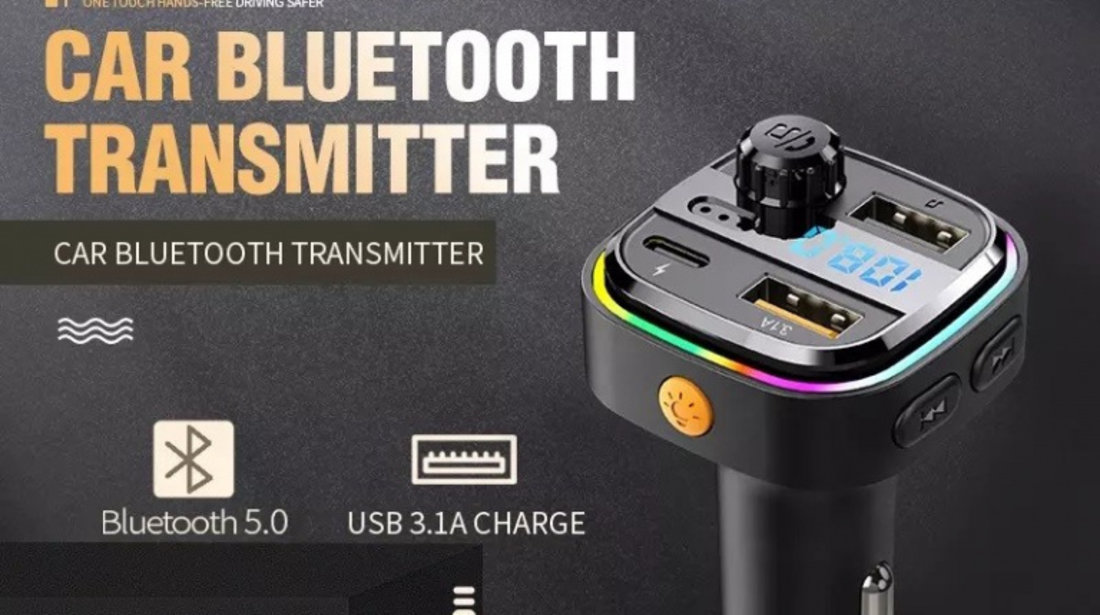 Modulator FM 12-24V Bluetooth 5.0 cu functie de incarcator auto Fast Charge 3.0 si port USB C - C26 435907