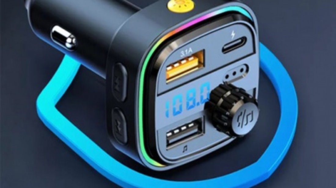Modulator FM 12-24V Bluetooth 5.0 cu functie de incarcator auto Fast Charge 3.0 si port USB C - C26 435907