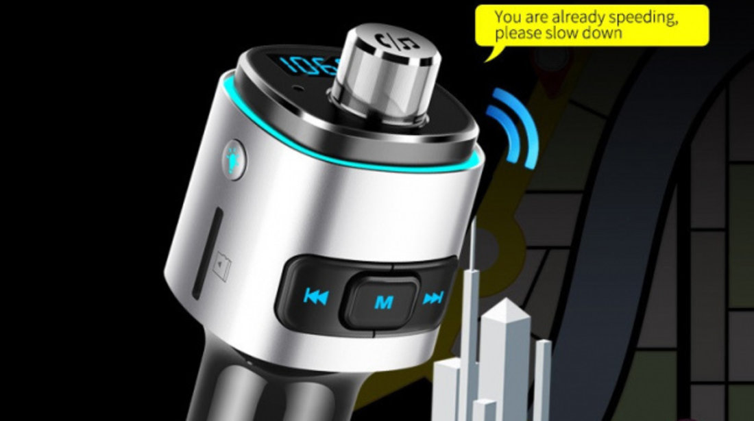 Modulator FM 12-24V Bluetooth 5.0 cu functie de incarcator auto Super Charge 3.0 si port USB C - BC42 687833