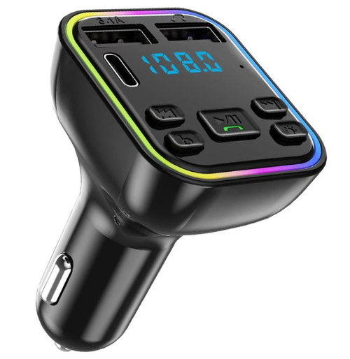 Modulator FM Auto, Bluetooth 5.0, Hands Free, RGB, Afisaj LED, 2 x USB, 12V-24V, Negru RAZ152