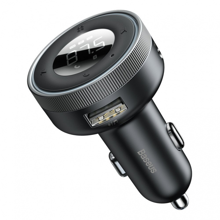 Modulator FM Bluetooth 5.0 Baseus Enjoy Car LED Wireless 2 x USB / Mufă Jack 3,5 mm Încărcător MP3 Bluetooth 5.0 3.4A Negru CCLH-01