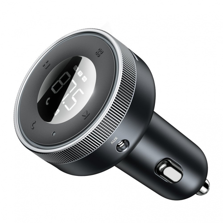 Modulator FM Bluetooth 5.0 Baseus Enjoy Car LED Wireless 2 x USB / Mufă Jack 3,5 mm Încărcător MP3 Bluetooth 5.0 3.4A Negru CCLH-01