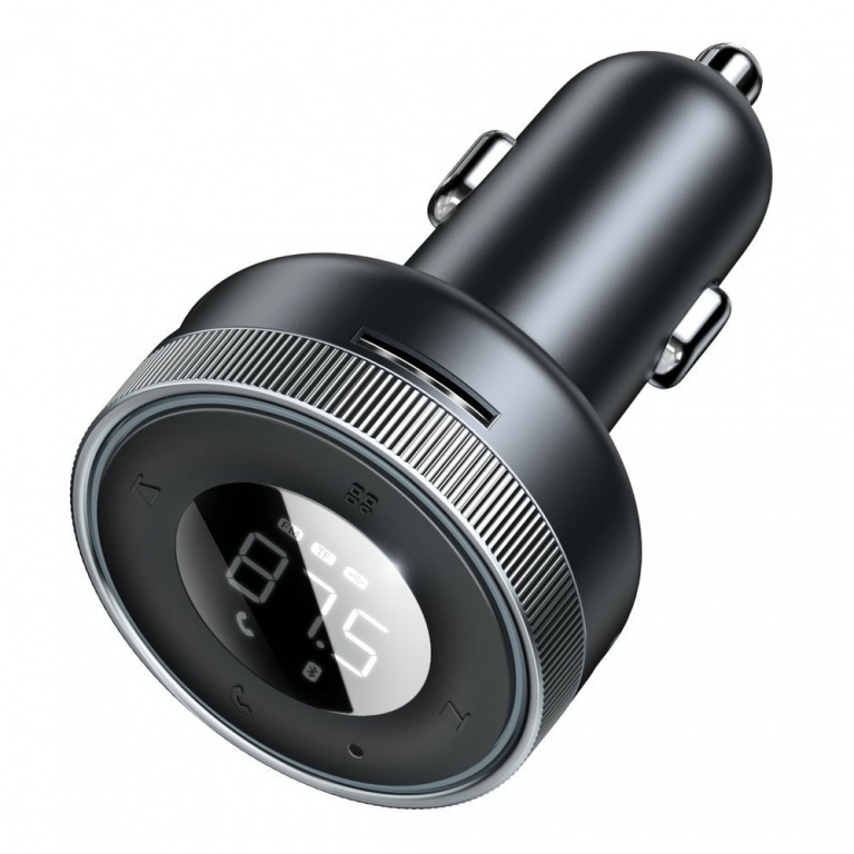 Modulator FM Bluetooth 5.0 Baseus Enjoy Car LED Wireless 2 x USB / Mufă Jack 3,5 mm Încărcător MP3 Bluetooth 5.0 3.4A Negru CCLH-01