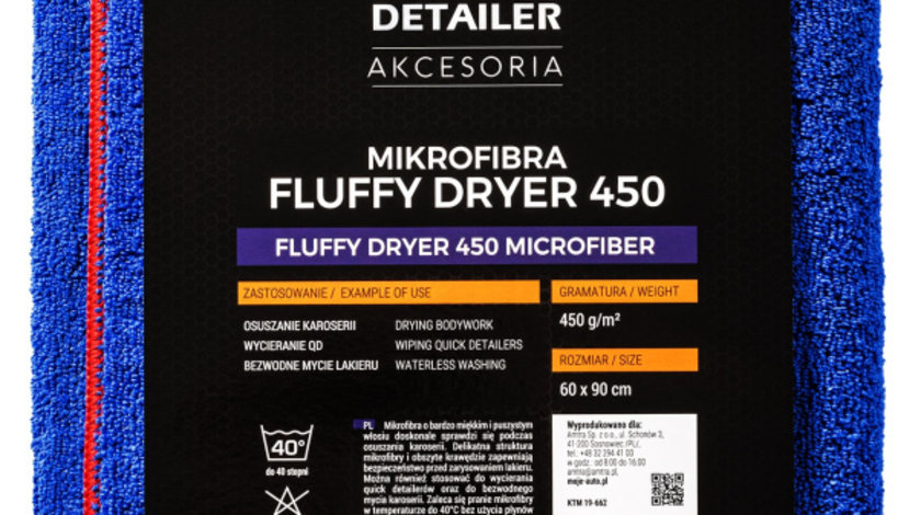 Moje Auto Detailer Fluffy Dryer 450 Laveta Prosop Uscare Auto 450g/m2 60x90cm Albastru 19-662