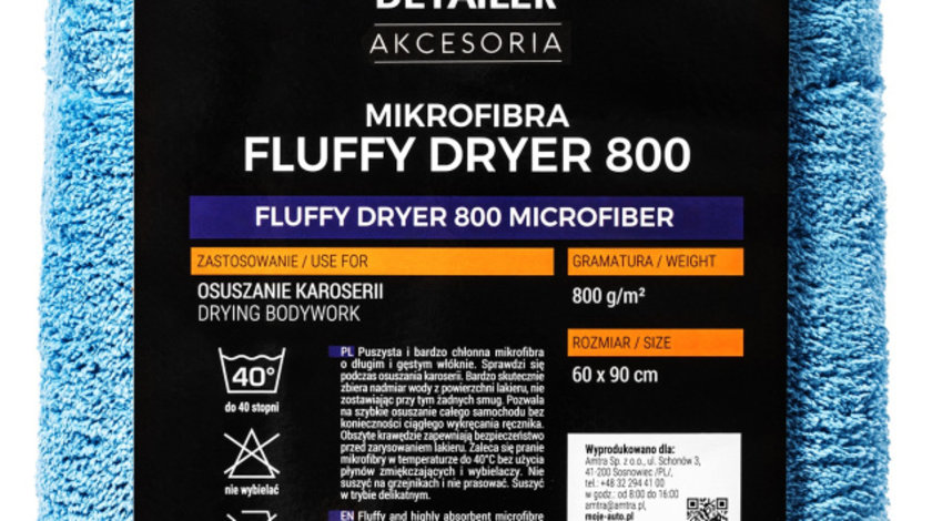 Moje Auto Detailer Fluffy Dryer 800 Laveta Prosop Uscare Auto 800g/m2 60x90cm Albastru / Gri 19-665