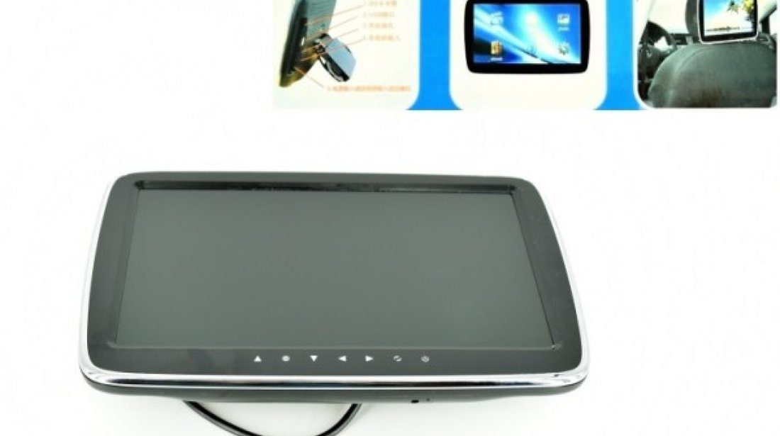 MONITOR CU PRINDERE PE TETIERA Dacia ECRAN 10'' TRAVELMATE 10 USB / SD MP5 PLAYER REZOLUTIE HD