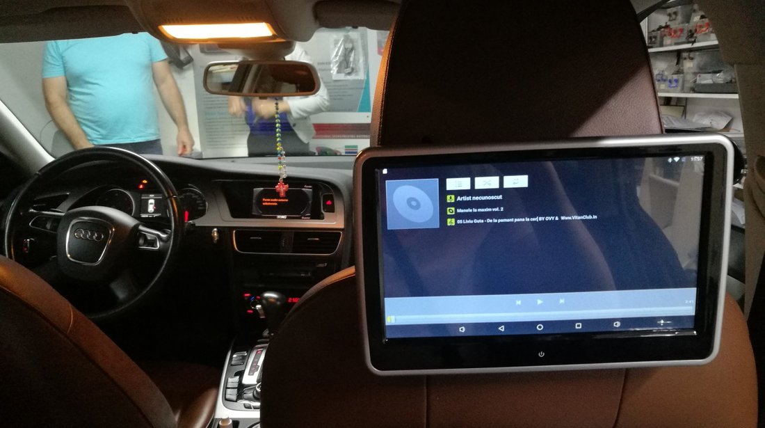 MONITOR TETIERA CU ANDROID Audi A5 10" USB SD 1080P INTERNET WIFI BLUETOOTH TOUCHSCREEN REZOLUTIE