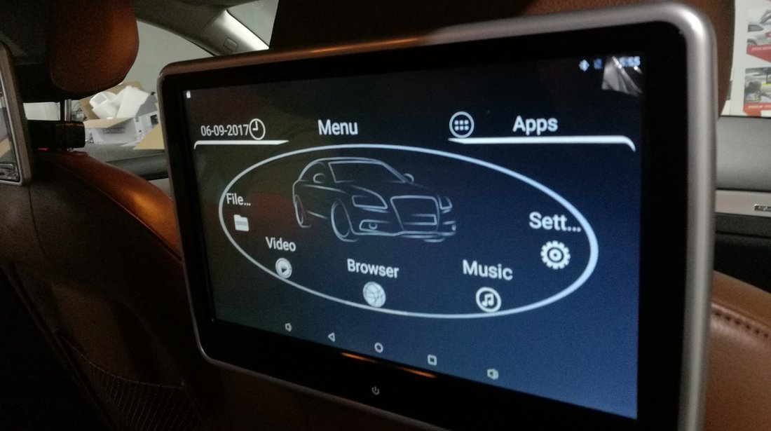 MONITOR TETIERA CU ANDROID Audi A6 10" USB SD 1080P INTERNET WIFI BLUETOOTH TOUCHSCREEN REZOLUTIE